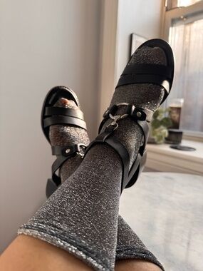 Frye Black Heeled Sandals with Chunky Block Heel